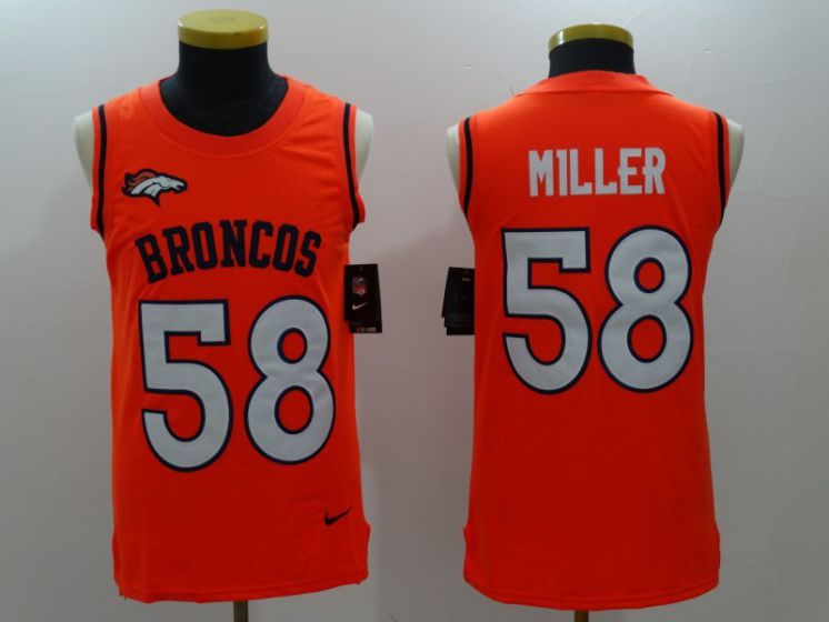 Men Denver Broncos 58 Von Miller Orange Rush Player Name Number Tank Top stitched NFL Jerseys